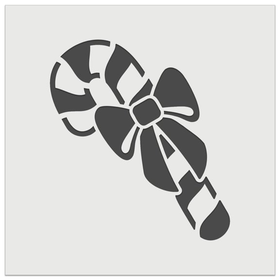 Candy Cane with Bow Christmas DIY Cookie Wall Craft Stencil - 7.0 Inch