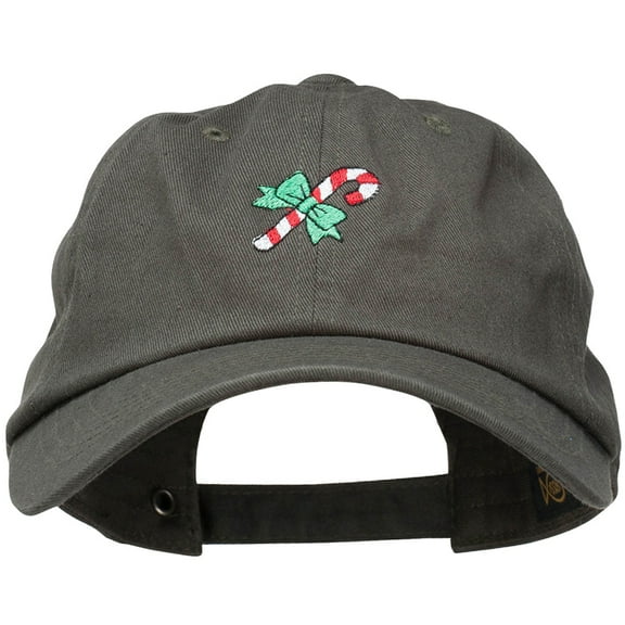 Candy Cane with Bow Embroidered Unstructured Cap - Olive OSFM