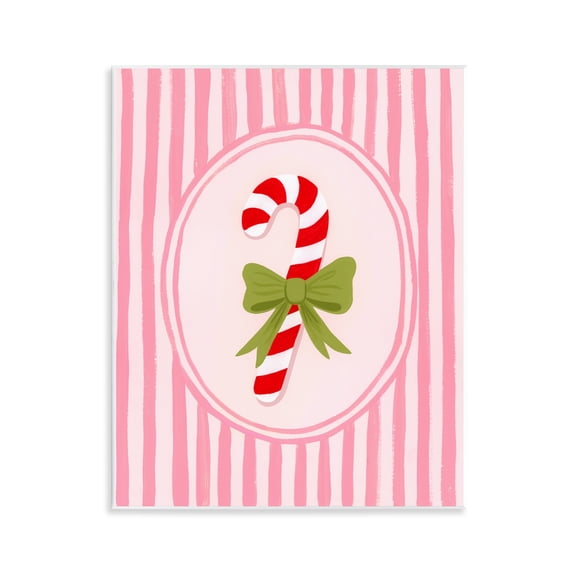 Stupell Industries Candy Cane with Ribbon Stripes Wall Plaque Art, design by Courtney Haley, 14 x 11