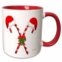 3drose, Candy Canes and Santa Hats, 15oz Two-tone Red Mug