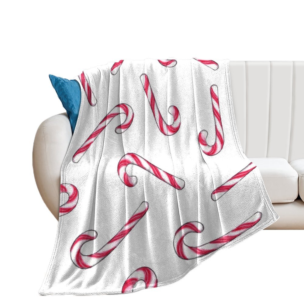 Candy Canes Blanket Plush Fuzzy Throw Blanket Warm Soft Fall Blankets