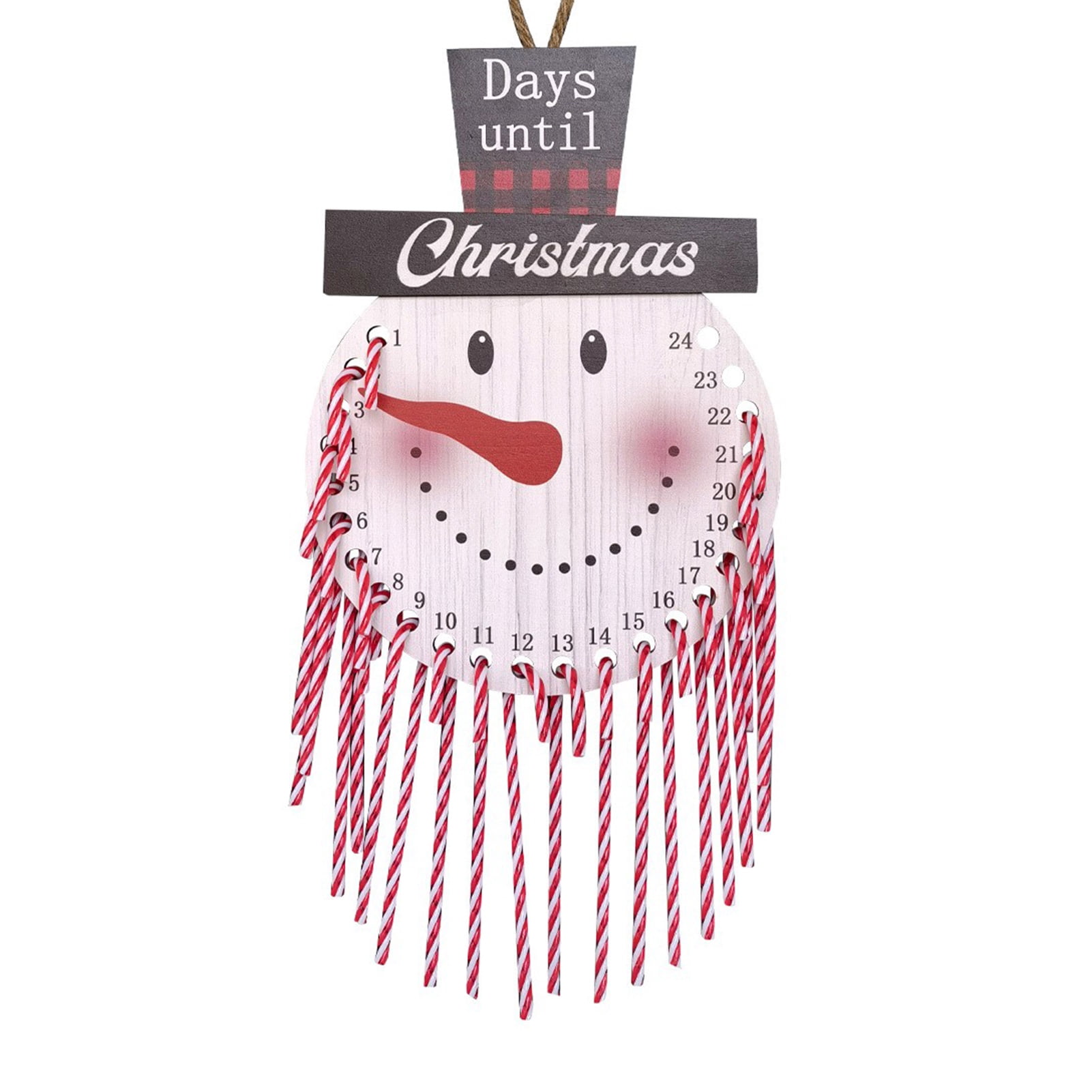 Candy Canes Christmas Countdown Wooden Advent Calendar, 24 Days Until
