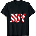 thumbnail image 1 of Candy Canes Costume Striped JOY Holiday Fun Womens T-Shirt Black S, 1 of 5