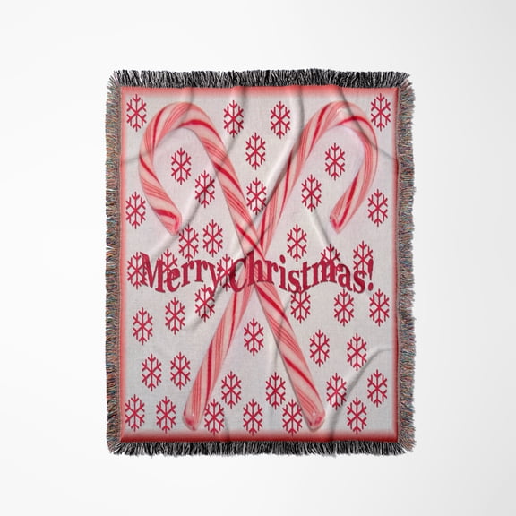 Candy Canes Merry Christmas, Woven Blanket
