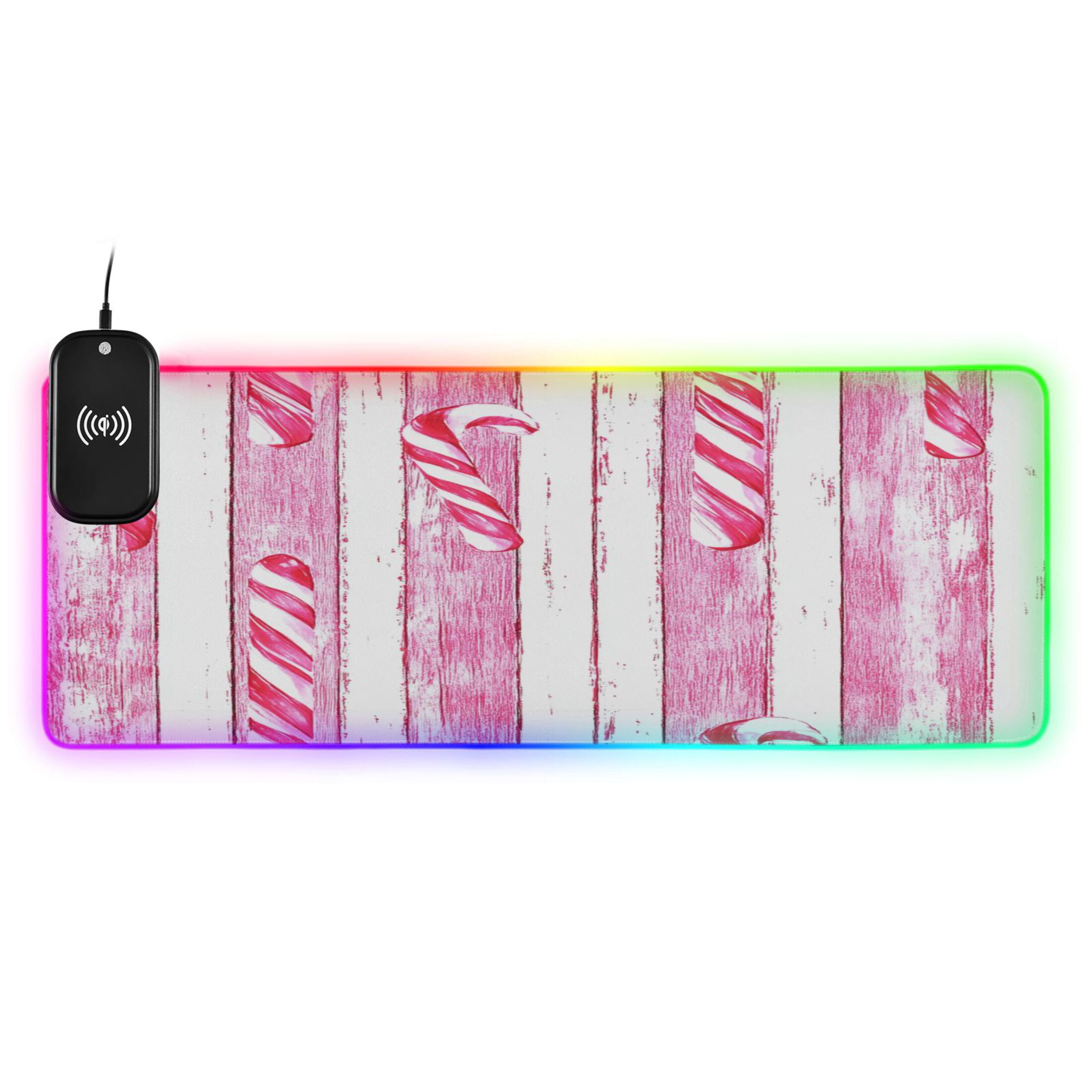 Candy Canes Pattern Large RGB Gaming Mouse Pad with Fast Wireless ...