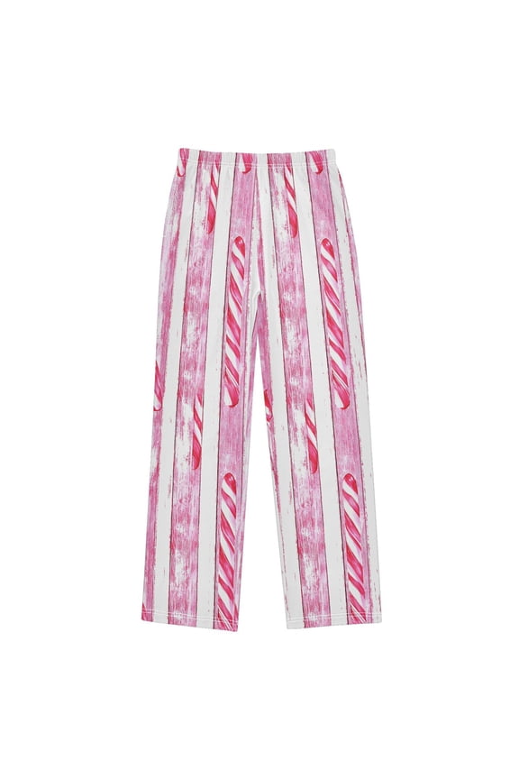 Candy Canes Pattern Pajama Pants Soft Lightweight Lounge Pants Bottoms Sleep Pants Warm Comfy