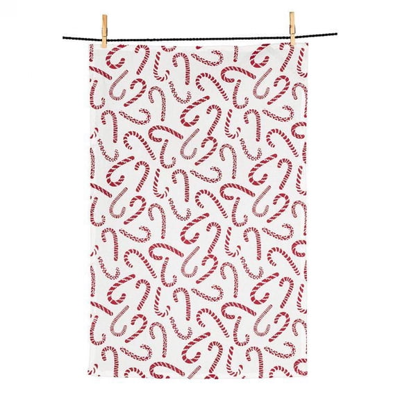 Candy Canes Patterned Tea Towel