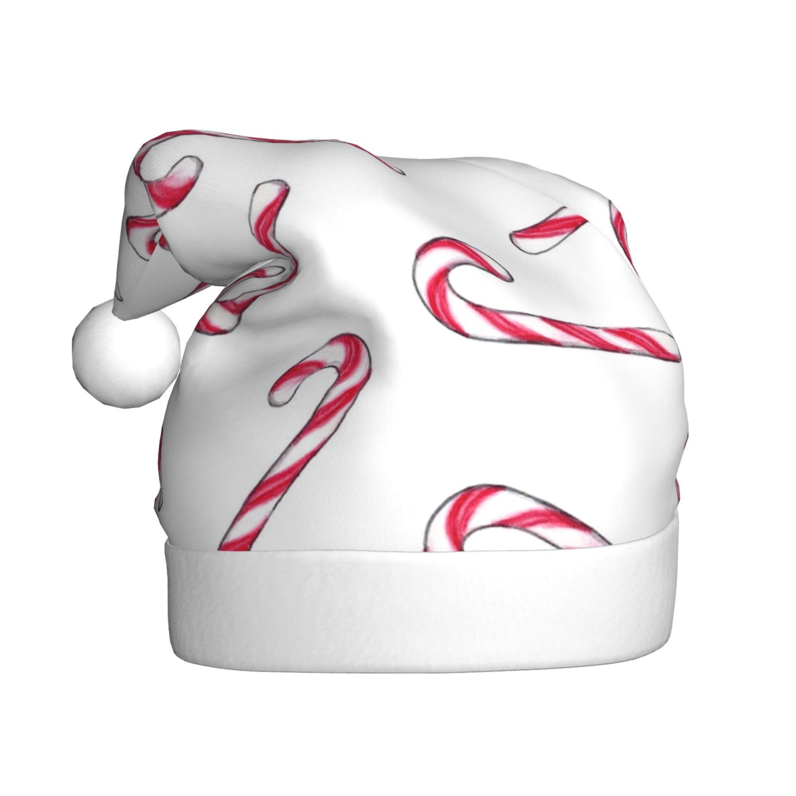 Candy Canes Santa Hat for Women Men Christmas Hats Funny Soft Christmas Hat New Year Gifts for