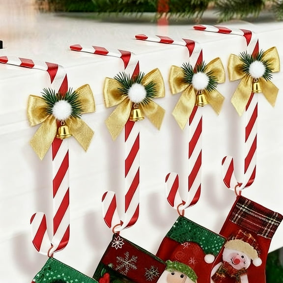 Candy Canne Christmas Stocking Holders Set: Non-Slip, Easy Install & Festive