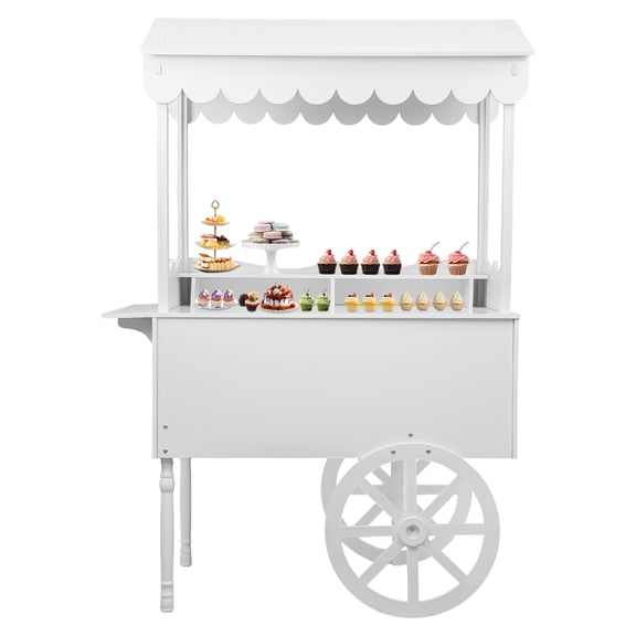 Vintage Candy Cart Display Stand with Wheels, Dessert and Party Decoration Cart with Removable Shelves for Parties, Birthdays, Weddings