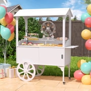 Candy Cart with Wheels for Party Wood Dessert Cart with Storage Cabinet