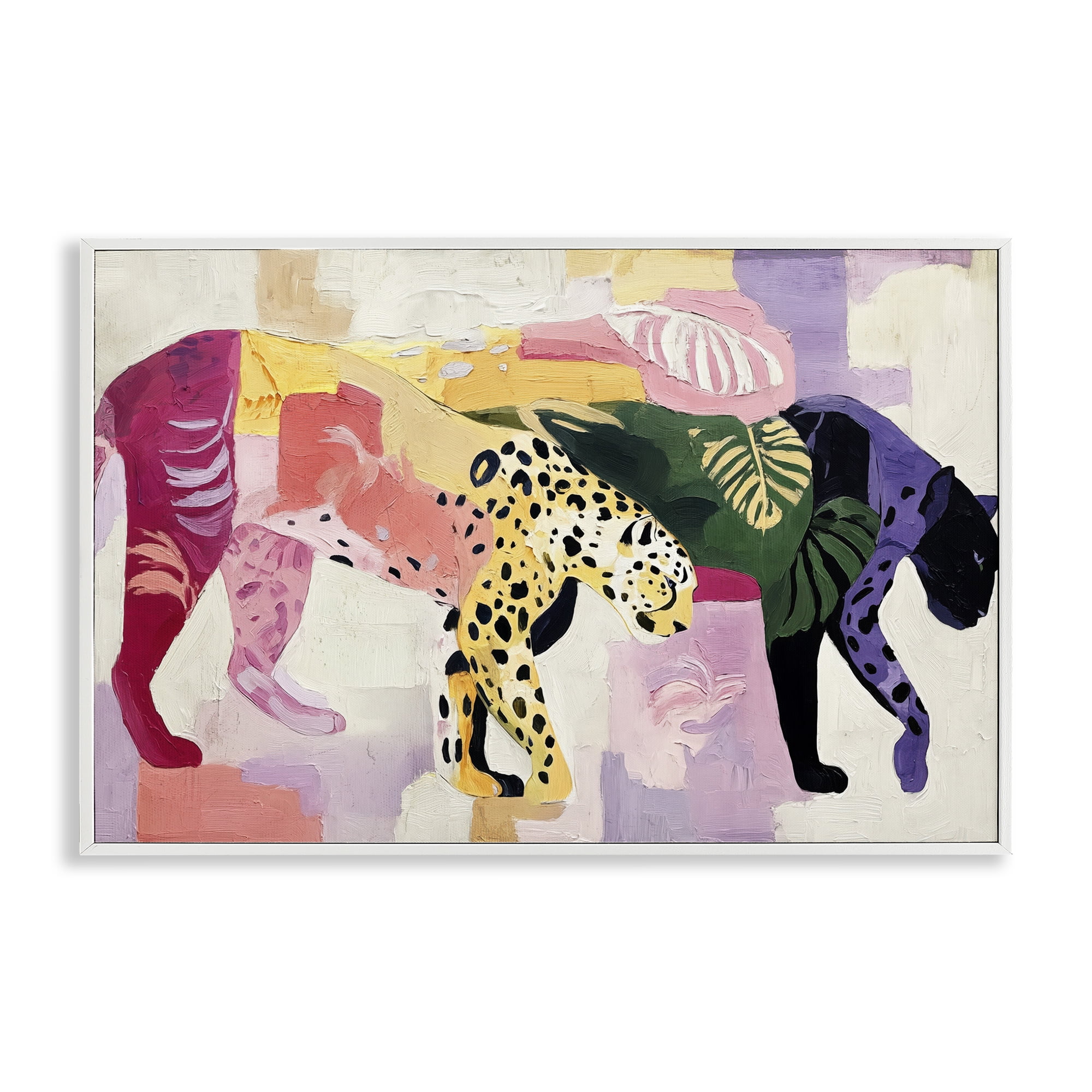 Candy Cats Tropical Wildlife White Framed Giclee Art, design by Annabelle Hall