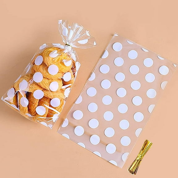 Candy Cellophane bags, 5x8 in Cookie Bags With Ties, 100 PCS Treat Bags for Gift Wrapping, Bakery, Cookie, Candies, Dessert, Party Favors Packaging (QS57)