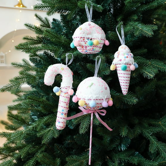 Candy Christmas Tree Ornaments 2025 Pastel Christmas Tree Decoration Color Dessert Pendant Decoration Hanging Crafts for Home Xmas Party Decor