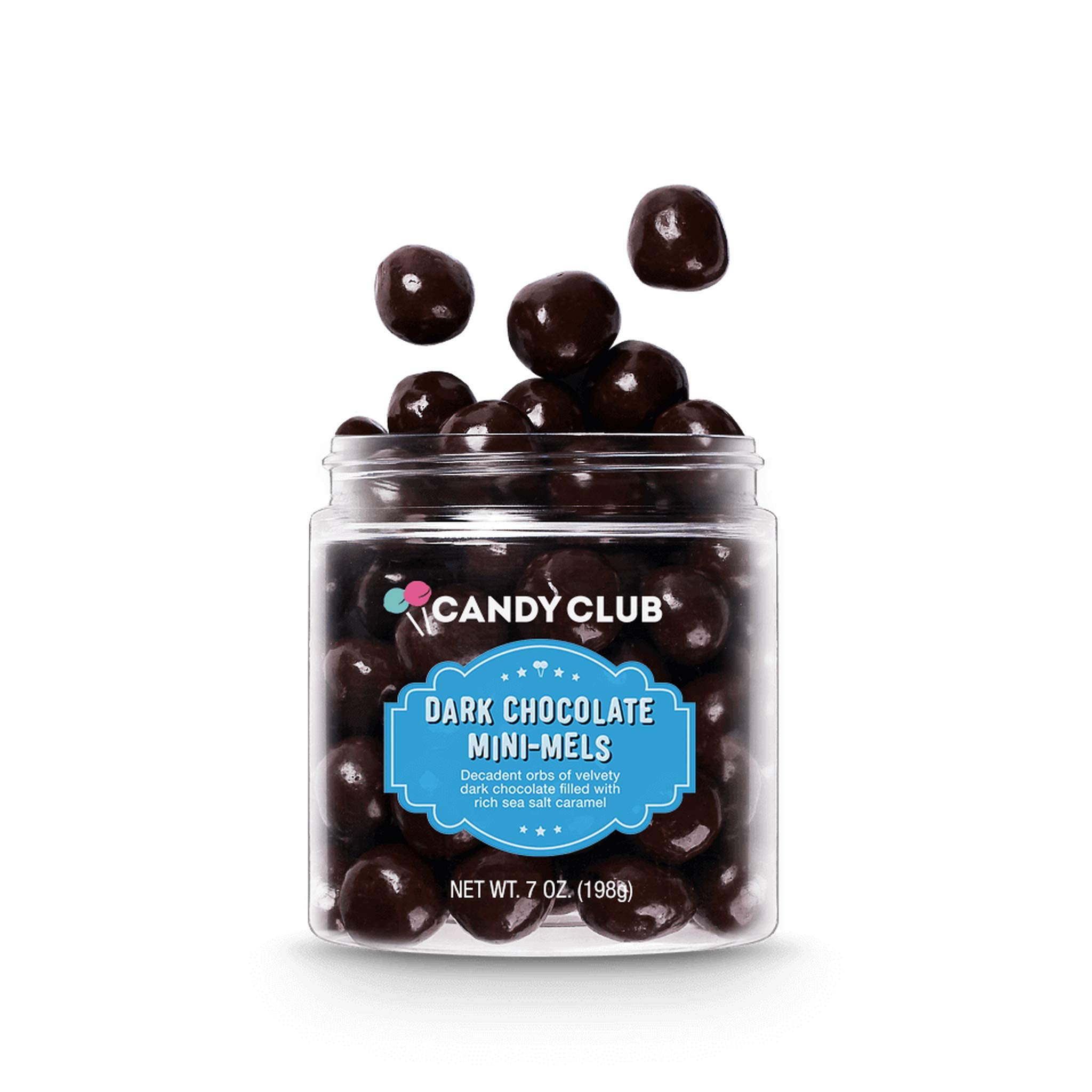 Candy Club Gourmet Dark MMF7 Chocolate MiniMels, Caramel Core Covered