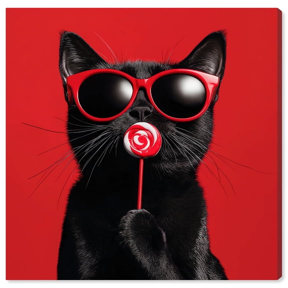 Candy Coated Coolness Canvas Cute Cat Art Prints by Art Remedy, Gallery Wrapped, 12" x 12"