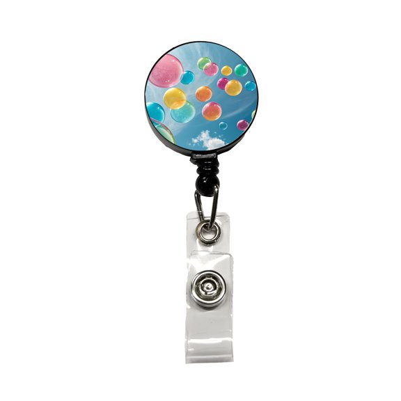 Candy Color Bubbles Blue Sky Retractable Reel ID Badge Key Card Name Tag Holder with Clip