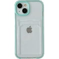 thumbnail image 1 of Candy Color Card Holder Clear Shockproof Soft Compatible with iPhone Case (Blue,iPhone 14 Plus), 1 of 7