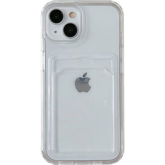 Candy Color Card Holder Clear Shockproof Soft Compatible with iPhone Case (Clear,iPhone 12 Mini)