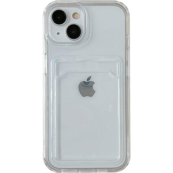Candy Color Card Holder Clear Shockproof Soft Compatible with iPhone Case (Clear,iPhone 13)