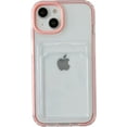 thumbnail image 1 of Candy Color Card Holder Clear Shockproof Soft Compatible with iPhone Case (Pink,iPhone 13 Pro Max), 1 of 7