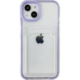 thumbnail image 1 of Candy Color Card Holder Clear Shockproof Soft Compatible with iPhone Case (Purple,iPhone 13 Mini), 1 of 11