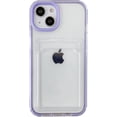 thumbnail image 1 of Candy Color Card Holder Clear Shockproof Soft Compatible with iPhone Case (Purple,iPhone 14 Pro Max), 1 of 11