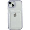thumbnail image 1 of Candy Color Card Holder Clear Shockproof Soft Compatible with iPhone Case (Purple,iPhone 15 Pro), 1 of 12