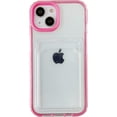 thumbnail image 1 of Candy Color Card Holder Clear Shockproof Soft Compatible with iPhone Case (Red,iPhone 8/7 / SE), 1 of 5