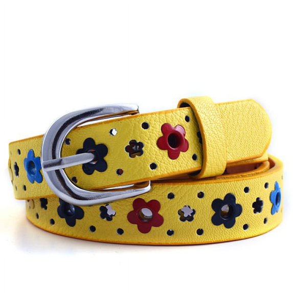 Candy Color Flower Belt Buckle PU Leather Kids Toddler Waistband Butterfly