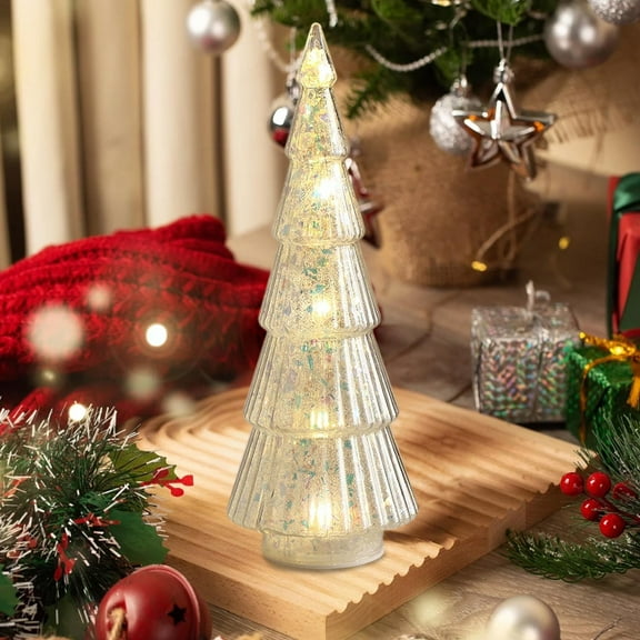 Candy Color Glowing Christmas Tree Desktop Ornament LED Light Christmas Tree Tabletop Night Light Holiday Scene Ambience Decor Battery Operated Colorful Plastic Xmas Centerpiece Gift