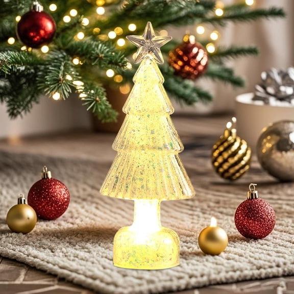 Candy Color Glowing Christmas Tree Desktop Ornament LED Light Holiday Scene Ambience Decor Colorful Mini Christmas Tree Night Light Battery Operated Festive Table Decoration Gift