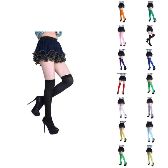 Candy Color Over Knee Compression Socks for Women – Lightweight Polyester Blend, Breathable and Stretchy, Perfect for Dance, Party, or Cosplay Fashion Outfits
