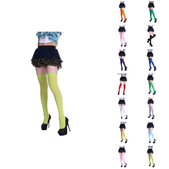 Candy Color Over Knee Compression Socks for Women – Lightweight Polyester Blend, Breathable and Stretchy, Perfect for Dance, Party, or Cosplay Fashion Outfits