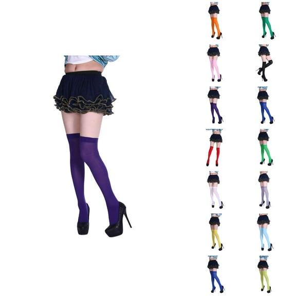 Candy Color Over Knee Compression Socks for Women â Lightweight Polyester Blend, Breathable and Stretchy, for Dance, Party, or Fashion Outfits