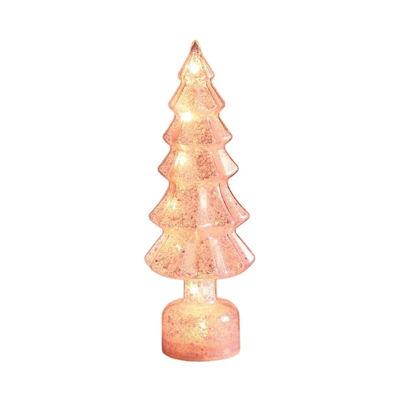 Candy Color LED Christmas Tree 13.39in – Glowing Plastic Desktop Ornament, Battery Operated Night Light for Holiday Scene, Home Décor & Gift Display