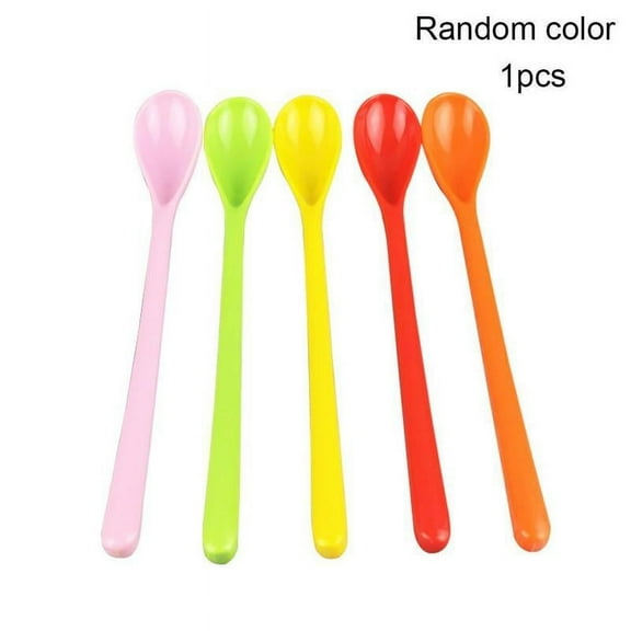 Candy Color Plastic Tableware Flatware Stirring Coffee Scoops Mixing Handle Long Tea Spoon Dessert Spoons Dinner