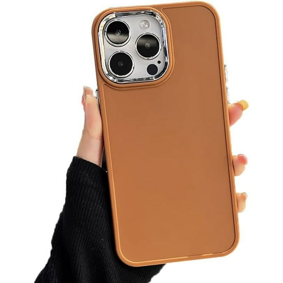 Candy Color Plating Camera Lens Protector Soft for iPhone Case (Brown,iPhone 15 Pro)
