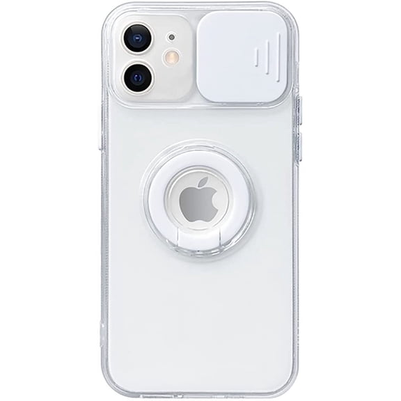 Candy Color Ring Holder Slide Lens Camera Cover Protection Clear Soft Compatible with iPhone Case (White,iPhone 13)