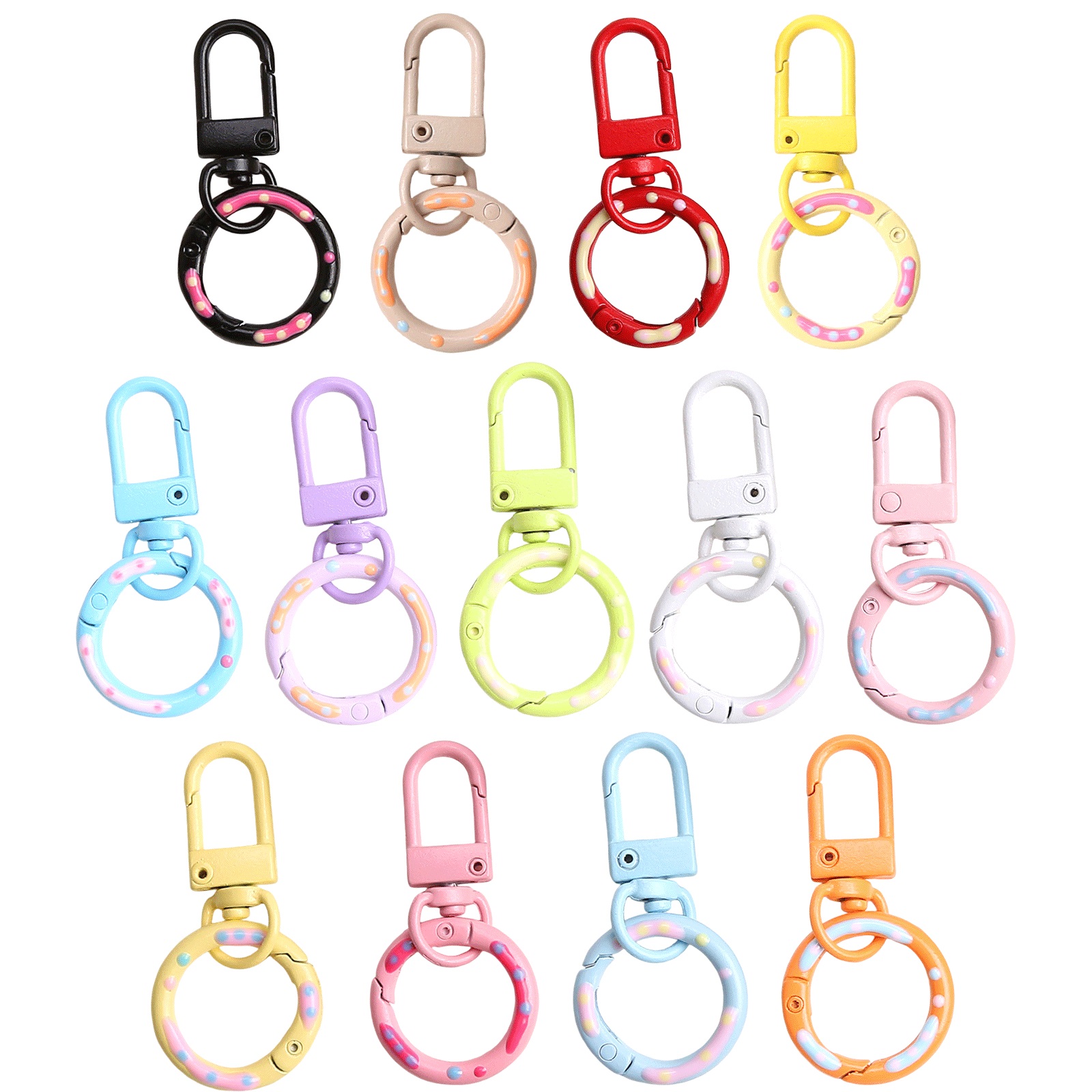 Candy Color Spring Keychain  Colorful Metal Lobster Claw Clasps with Spring Key Rings for DIY Crafts, Bag Charms, and Keychain Making for Crafters and Hobbyists