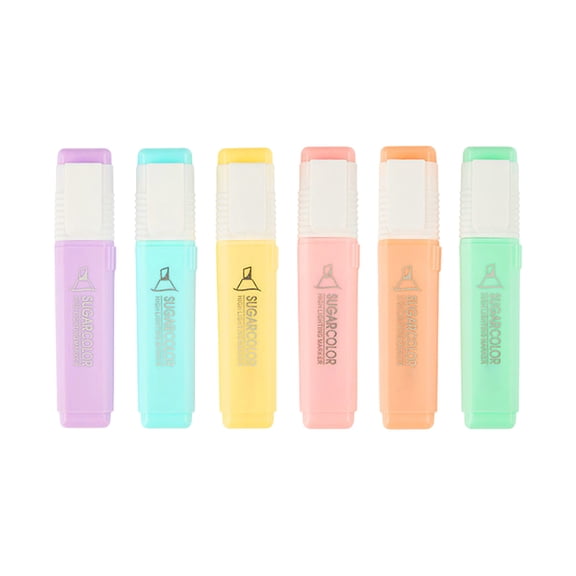 Candy Color Thick Tip Highlighter Set with Ergonomic Shape, Versatile Axe-Shaped Tip, & Clip for Precise Underlining & Creative Doodling