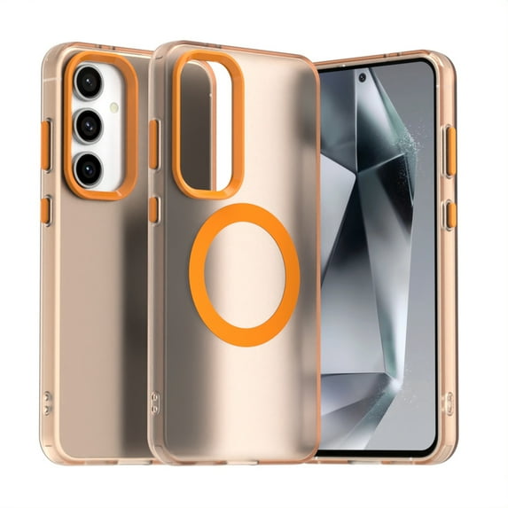 Candy Color Translucent Phone Case for Samsung Galaxy S24 Plus, Compatible with MagSafe - Ultra Slim Lightweight Shockproof Protective Anti-Yellow Phone Cover Designed for Galaxy S24 Plus, Orange
