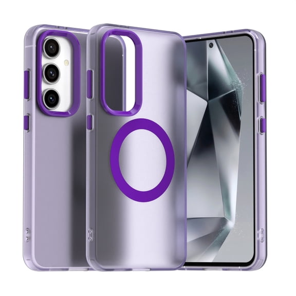 Candy Color Translucent Phone Case for Samsung Galaxy S25 Plus, Compatible with MagSafe - Ultra Slim Lightweight Shockproof Protective Anti-Yellow Phone Cover Designed for Galaxy S25 Plus, Purple