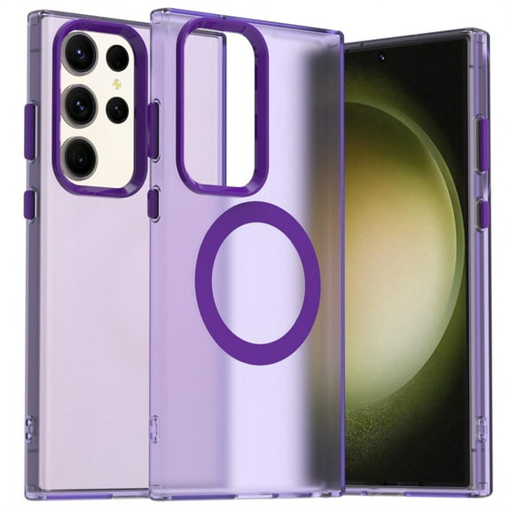 Candy Color Translucent Phone Case for Samsung Galaxy S25 Ultra, Compatible with MagSafe - Ultra Slim Lightweight Shockproof Protective Anti-Yellow Phone Cover Designed for Galaxy S25 Ultra, Purple