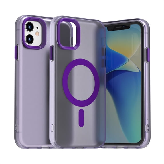 Candy Color Translucent Phone Case for iPhone 11, Compatible with MagSafe - Ultra Slim Lightweight Shockproof Protective Anti-Yellow Phone Cover Designed for iPhone 11, Purple
