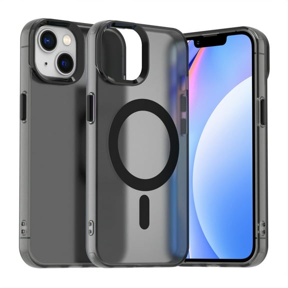 Candy Color Translucent Phone Case for iPhone 13, Compatible with MagSafe - Ultra Slim Lightweight Shockproof Protective Anti-Yellow Phone Cover Designed for iPhone 13, Black