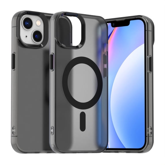 Candy Color Translucent Phone Case for iPhone 14, Compatible with MagSafe - Ultra Slim Lightweight Shockproof Protective Anti-Yellow Phone Cover Designed for iPhone 14, Black