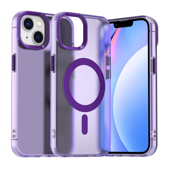 Candy Color Translucent Phone Case for iPhone 14, Compatible with MagSafe - Ultra Slim Lightweight Shockproof Protective Anti-Yellow Phone Cover Designed for iPhone 14, Purple