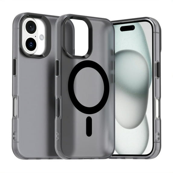 Candy Color Translucent Phone Case for iPhone 16 Plus, Compatible with MagSafe - Ultra Slim Lightweight Shockproof Protective Anti-Yellow Phone Cover Designed for iPhone 16 Plus, Black