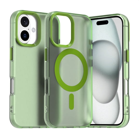 Candy Color Translucent Phone Case for iPhone 16 Plus, Compatible with MagSafe - Ultra Slim Lightweight Shockproof Protective Anti-Yellow Phone Cover Designed for iPhone 16 Plus, Green